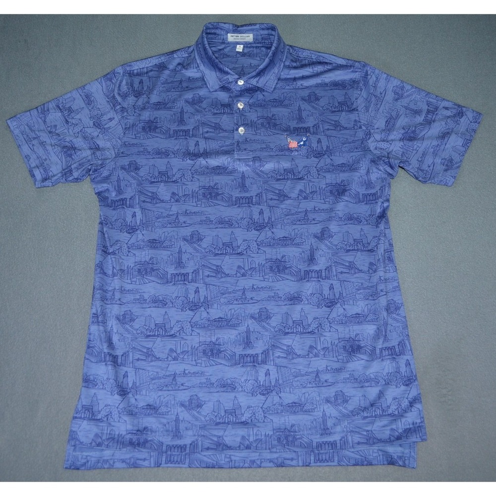 Peter Millar Summer Comfort New York City NY Performance Golf Polo Shirt Medium